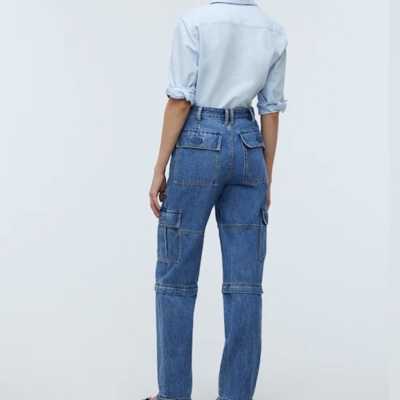Madewell Women's Baggy Straight Cargo Jeans in Thetford Wash -NWT - Picture 4 of 8